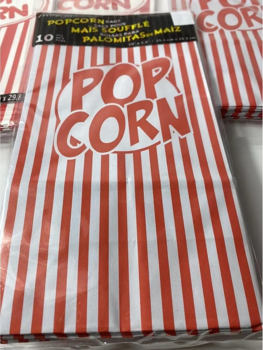 Popcorn Serving Bags, Fun Movie Night Disposable Popcorn Bags Red & White New